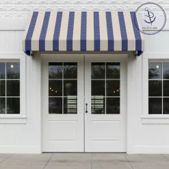 Sunbrella® Awning Stripe 4921-0000 Mediterranean Canvas Block 46" Fabric -Cheap Fabric Store Sunbrella Mediterranean Canvas Block Stripe 46 72